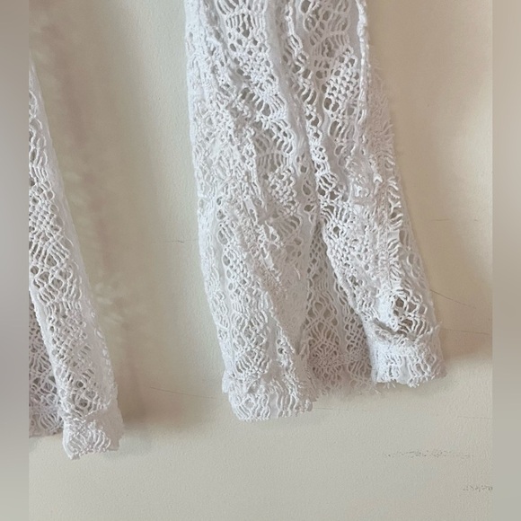Free People Women's On The Road Twisted White Size Small Sheer Knit Relaxed Top - Picture 6 of 14